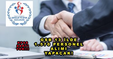 GSB 13 İlde KPSS Şartsız 1.570 Personel Alımı Yapacak!