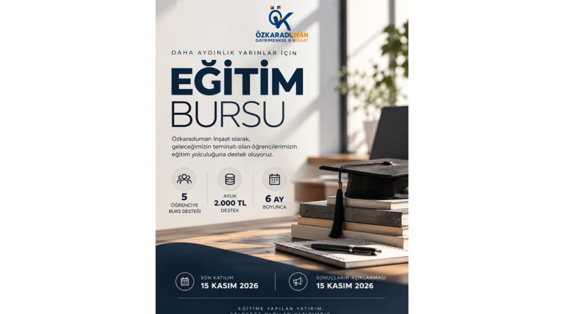 Özkaraduman İnşaat’tan öğrencilere aylık 2.000 TL burs desteği